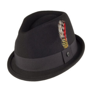 Navy Blue Wool Felt Trilby Hat