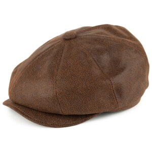 Brown Leather Newsboy Cap
