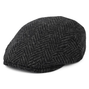Grey Wool Blend Flat Cap