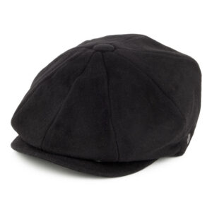 Black Pure Wool Double Snap Newsboy Cap