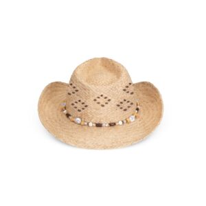 Pearl Bead Raffia Cowboy Hat
